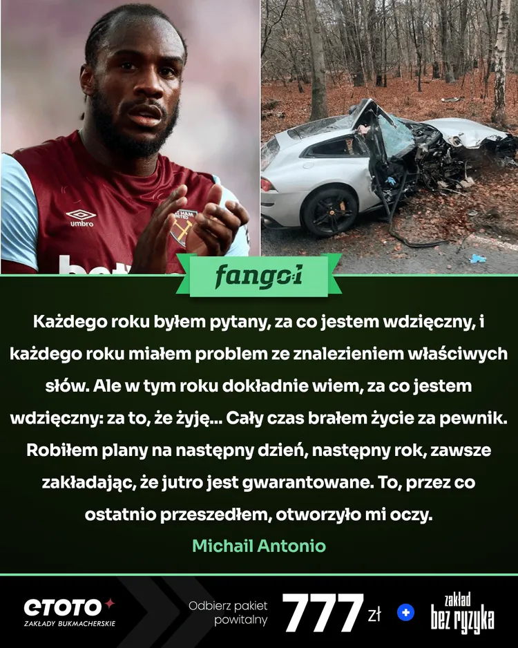 Michail Antonio z ważną refleksją po wypadku